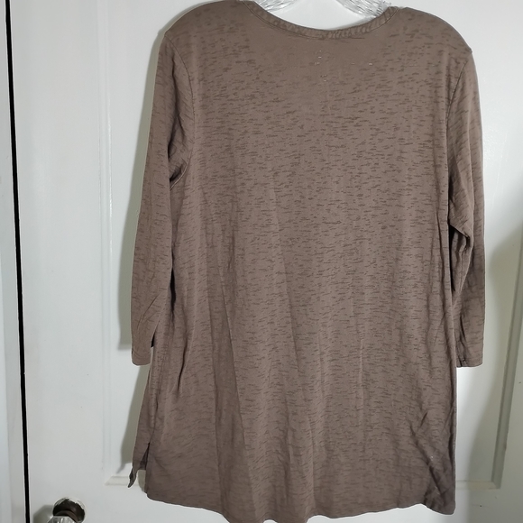 St. John's Bay Brown Paisley 3/4 Length Sleeve Top - Picture 8 of 10